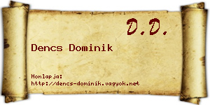 Dencs Dominik névjegykártya